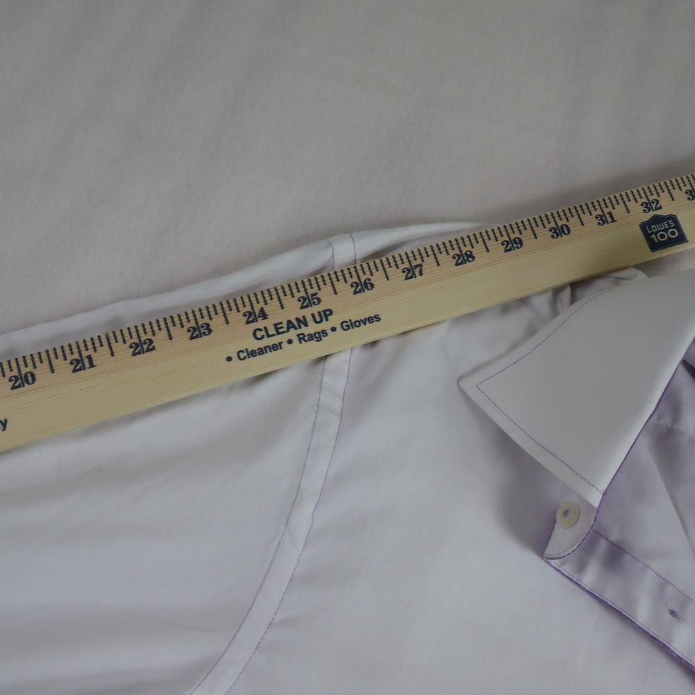 Martin Gordon Shirt Large White Long Sleeve Contemporary Fit Purple Trim Accent - Picture 8 of 9